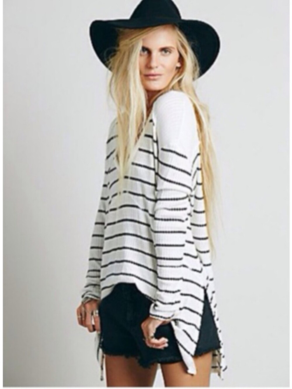 FREE PEOPLE 'Sunset Park' Thermal Waffle Knit Tunic Top M